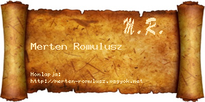 Merten Romulusz névjegykártya